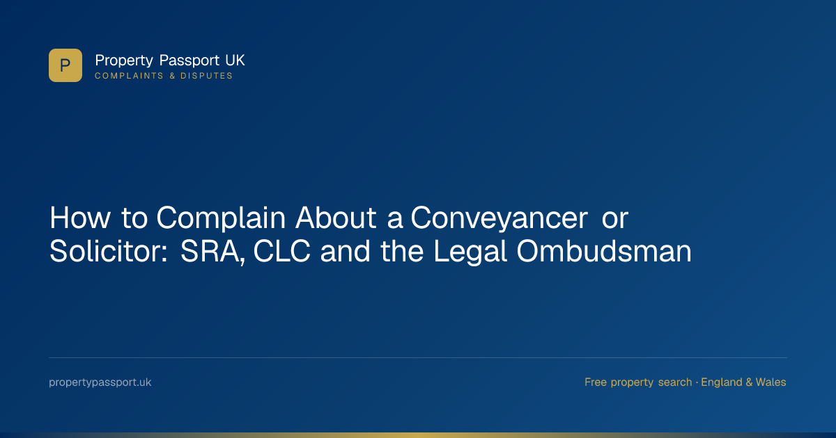 How to Complain About a Conveyancer or Solicitor: SRA, CLC and the ...